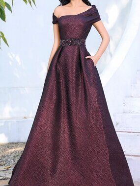 NWT Terani Couture 252M5333 Mother of the Bride with Jeweled belt Vino size 6